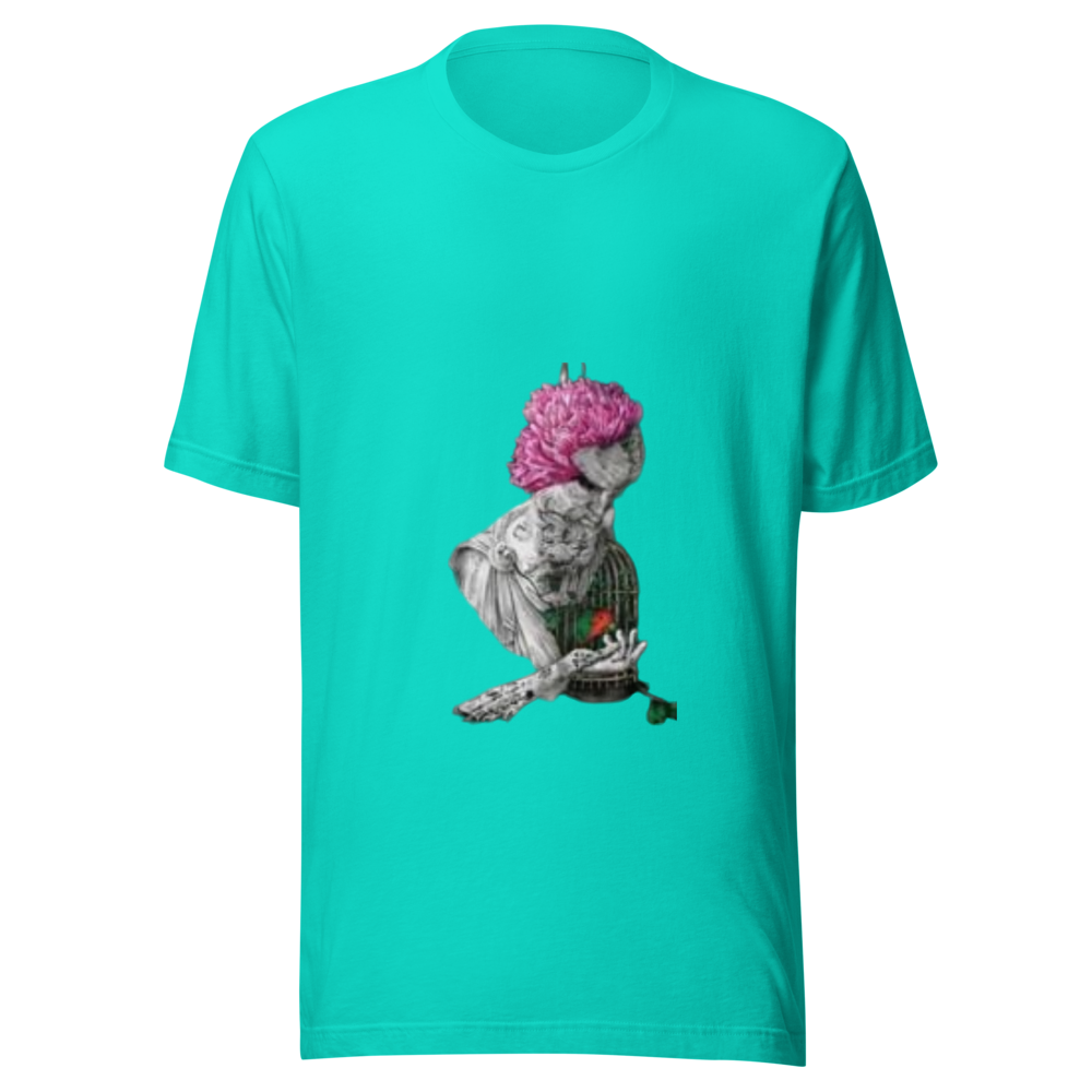 Turquoise Pink Brain Bulldog Art Tee