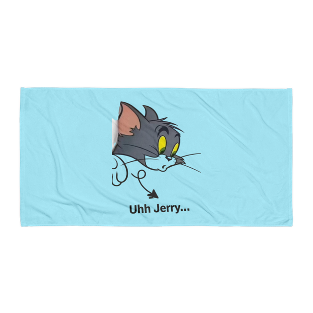 Funny Tom Cat "Uhh Jerry" Beach Towel