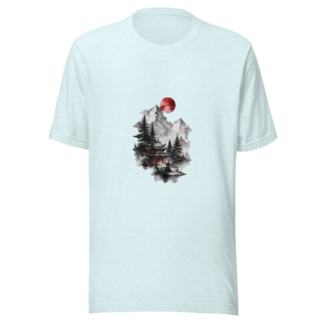 Mint Japanese Temple Landscape Tee