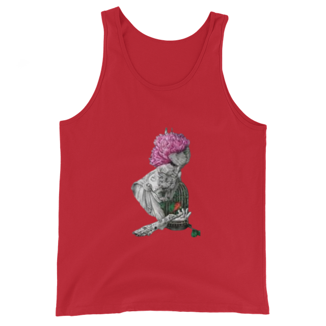Red Pink Hair Cage Art Tank