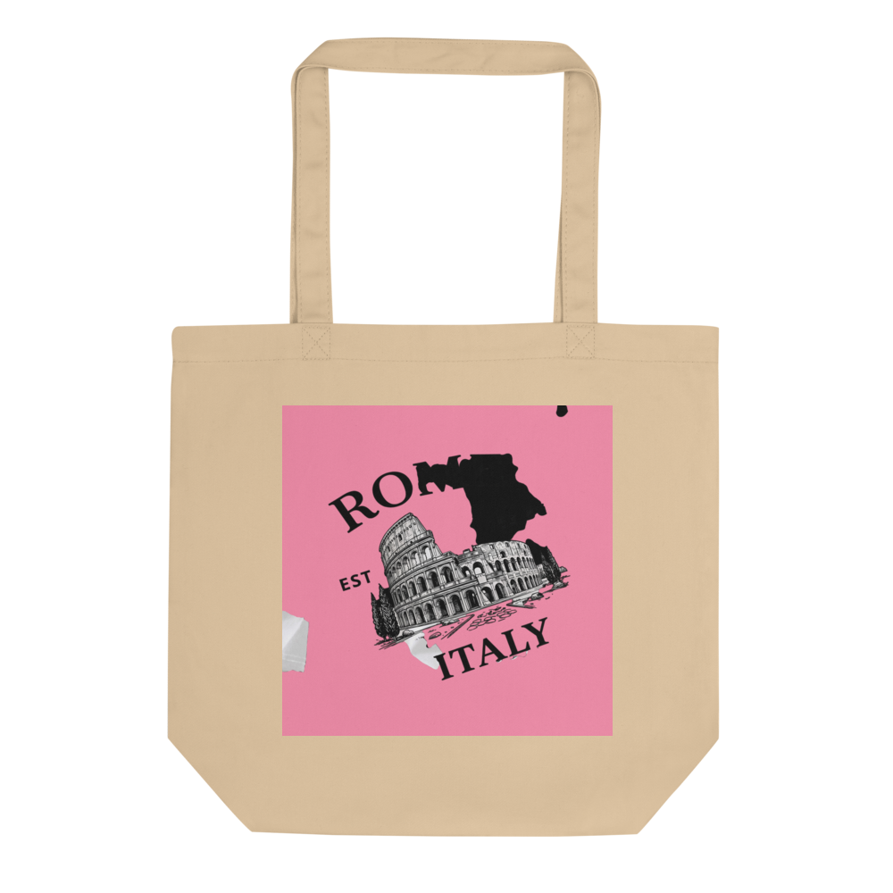 Rome Italy Eco Tote Bag  Pink Colosseum Canvas Bag