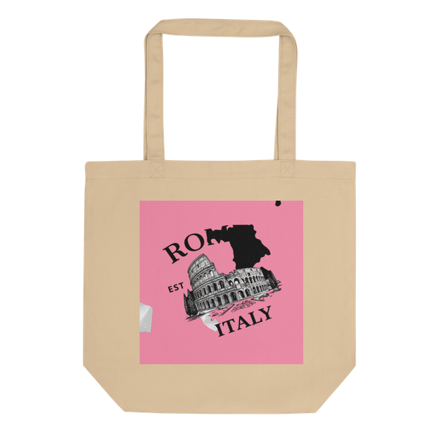 Rome Italy Eco Tote Bag Pink Colosseum Canvas Bag