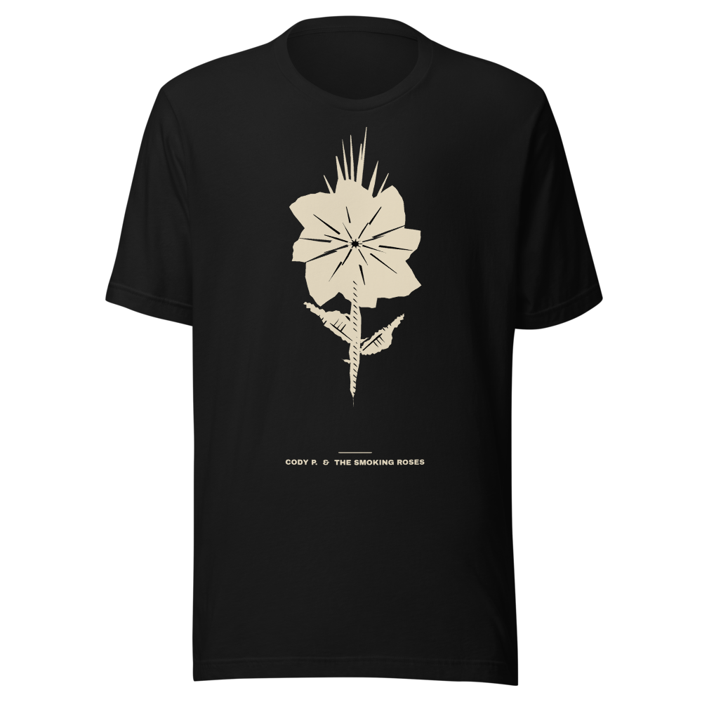 Smoking Roses Bone Woodcut Tee
