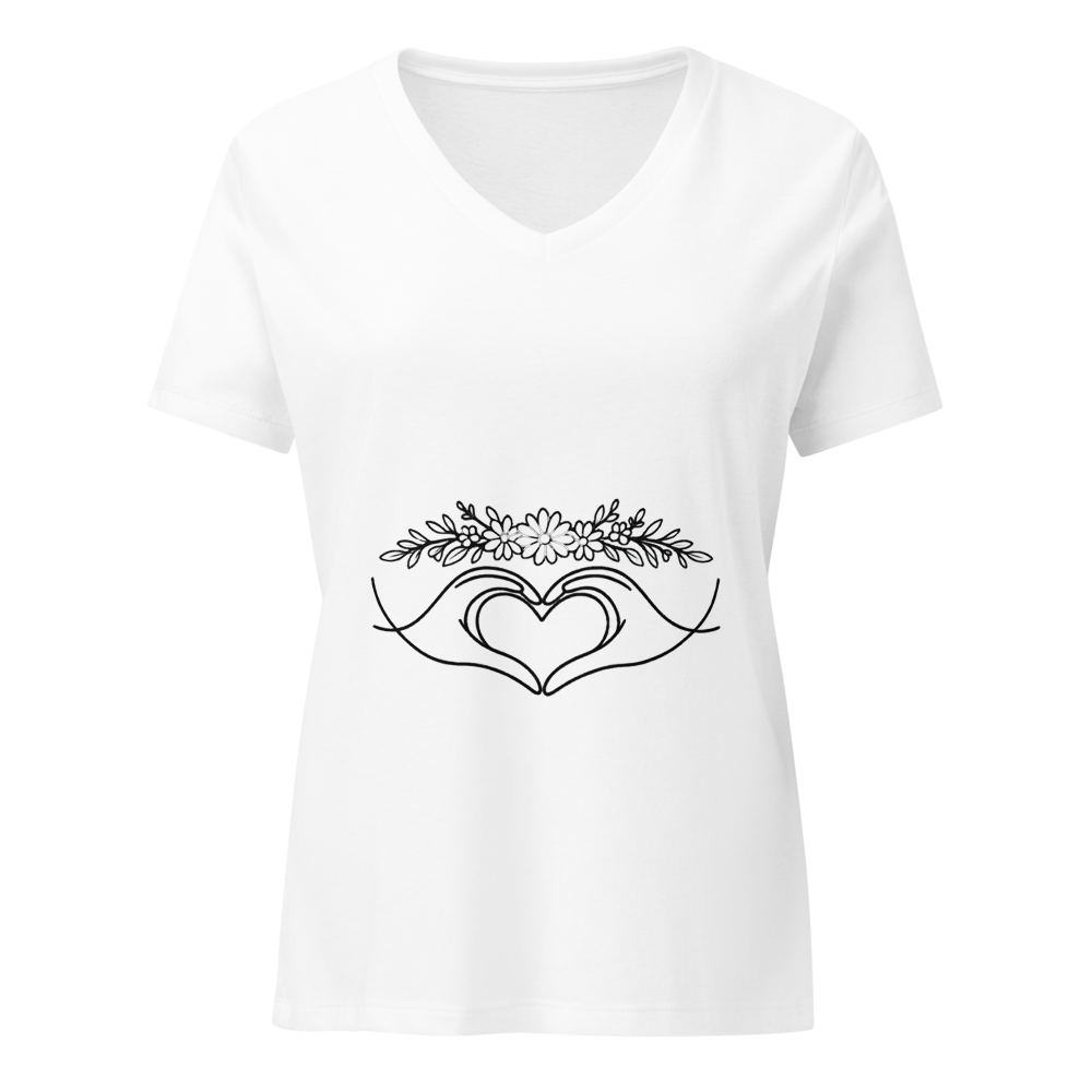 Elegant Floral Heart Hands Line Art
