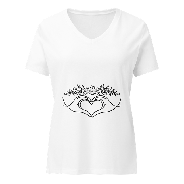 Elegant Floral Heart Hands Line Art
