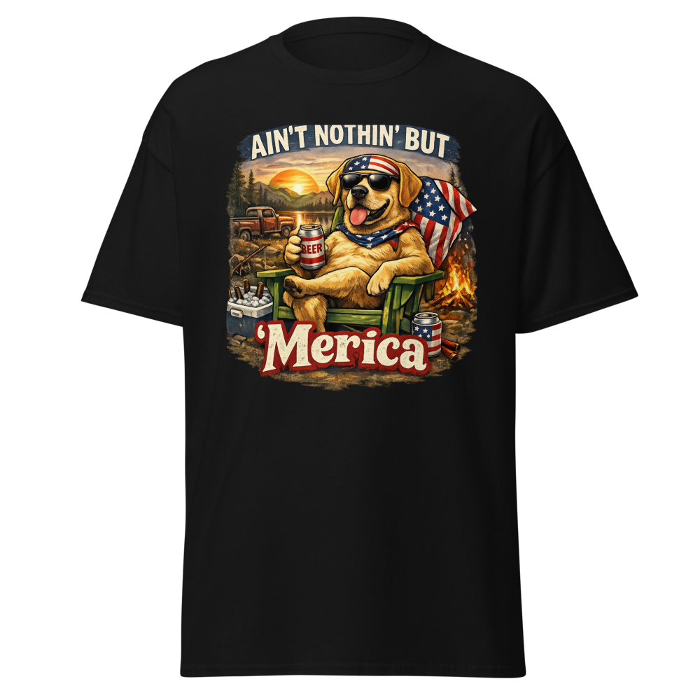 Funny Merica Dog USA Patriotic Tee