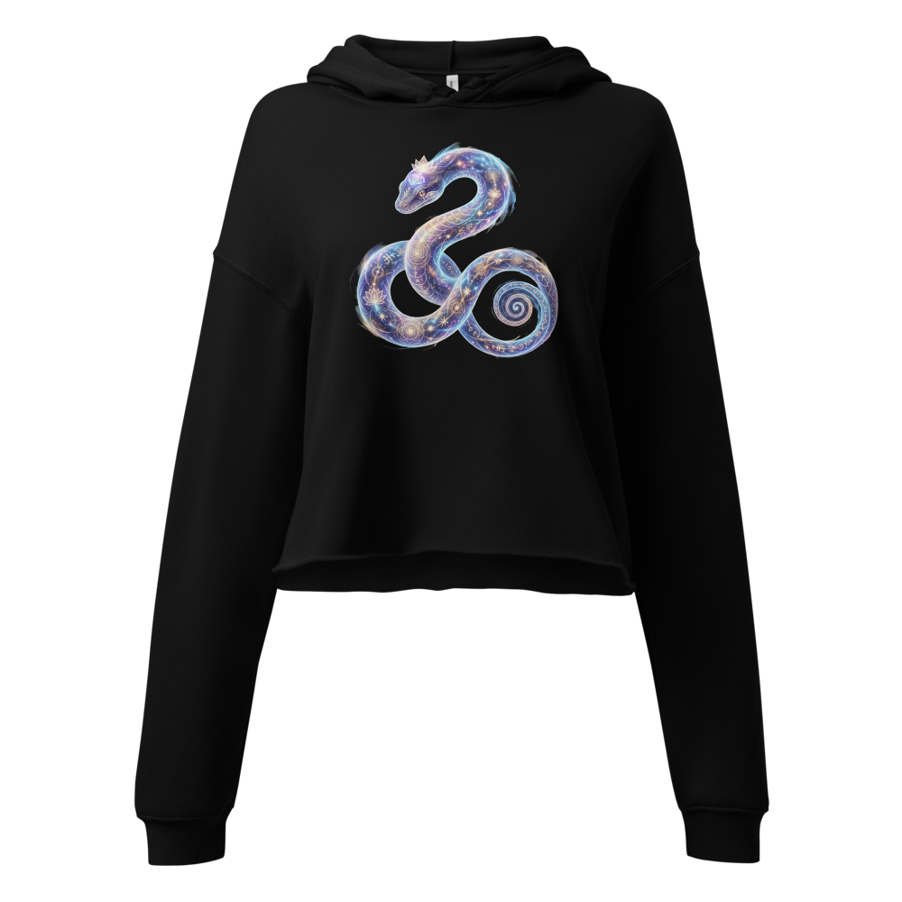 A cropped Spiritual Snake Hoodie