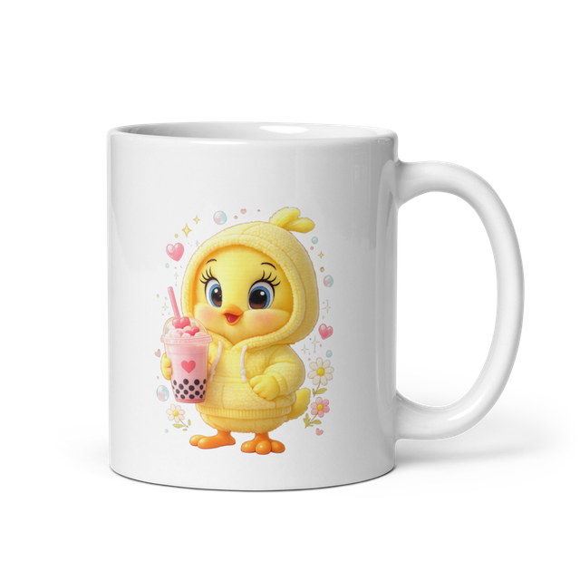 Cute Baby Chick Bubble Tea Mug | Kawaii Yellow Chi