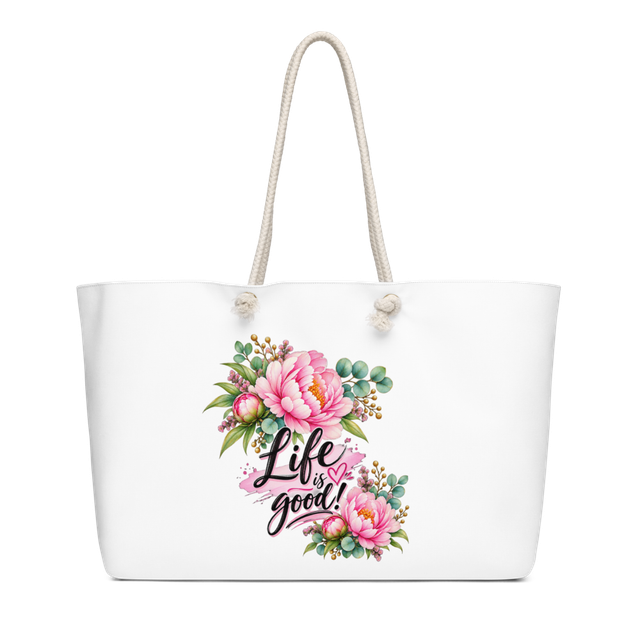 Life Is Good Floral Tote Bag