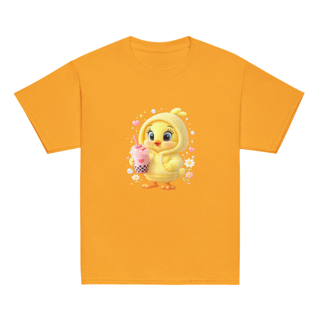 Cute Baby Chick Bubble Tea T-Shirt | Kawaii Yellow