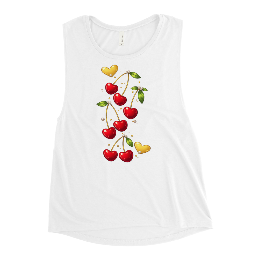 Cute Cherry Heart Tank Top – Red & GoldCute Cherry