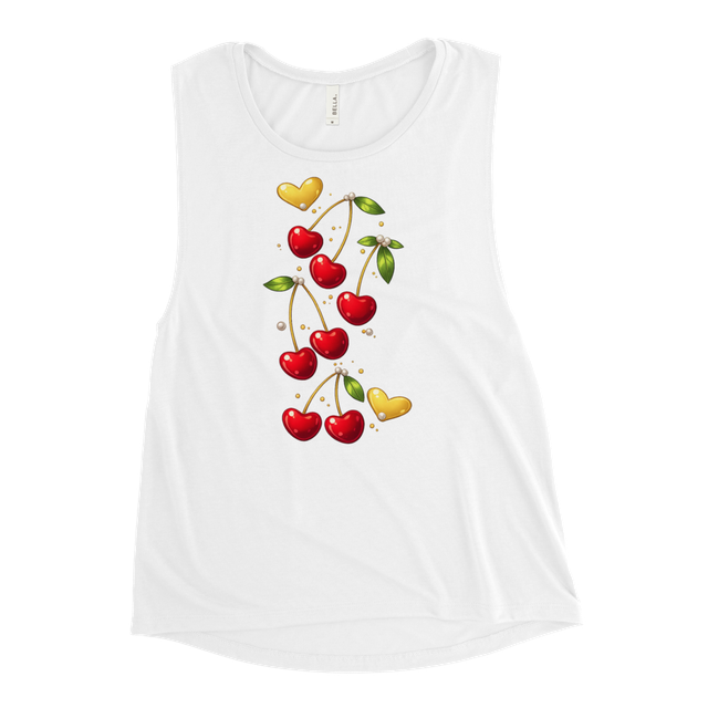 Cute Cherry Heart Tank Top – Red & GoldCute Cherry