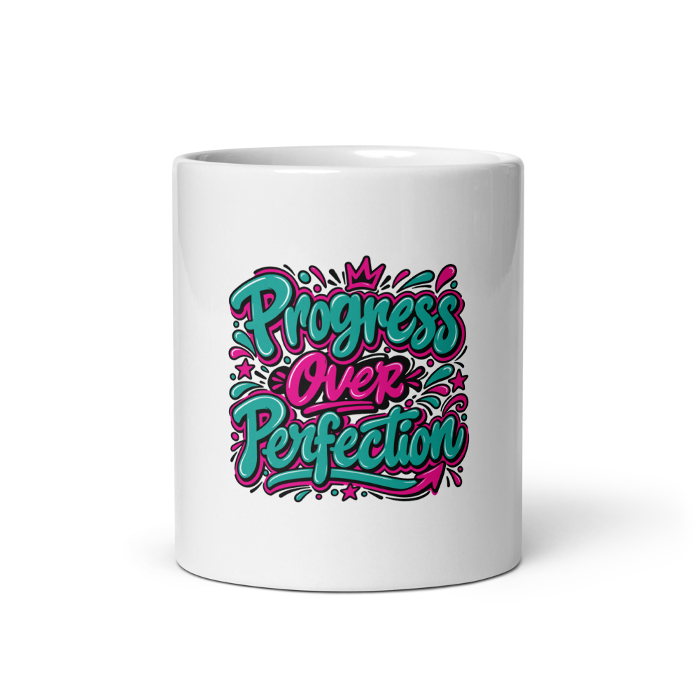 Bold Typography White Glossy Mug