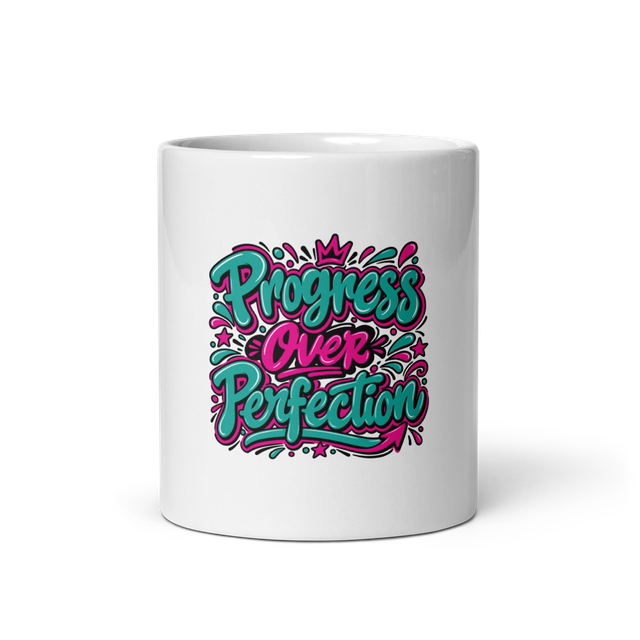 Bold Typography White Glossy Mug