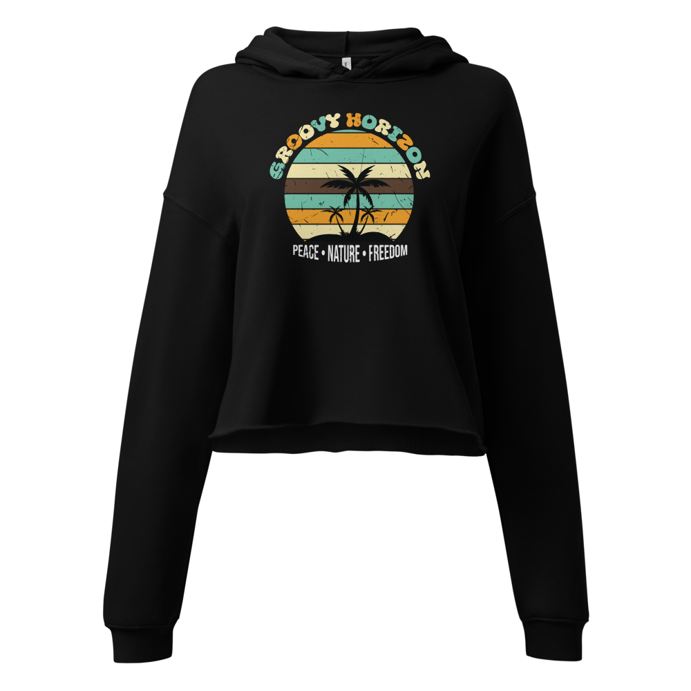 Retro Groovy Sunset Women's Cropped Hoodie