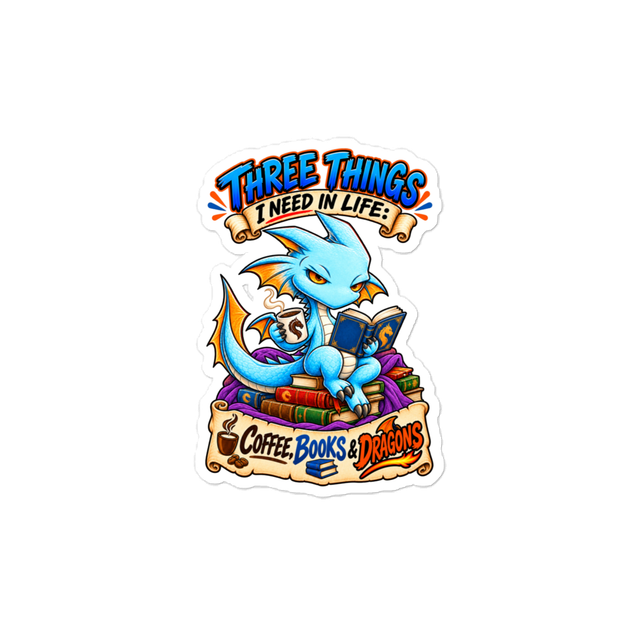 Coffee Books Dragons (Sticker)