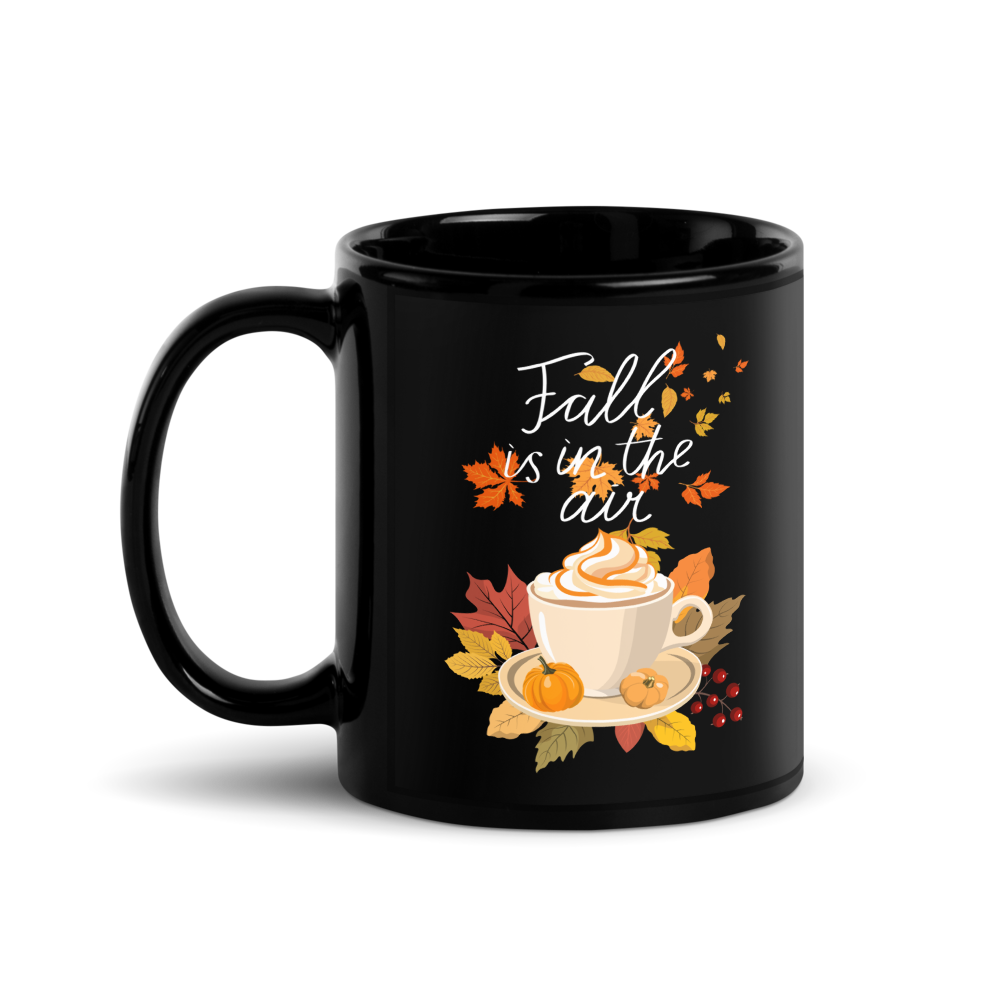 Fall is in The Air black coffee mug
