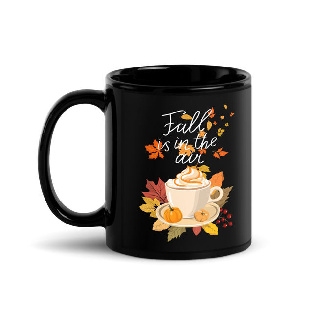 Fall is in The Air black coffee mug