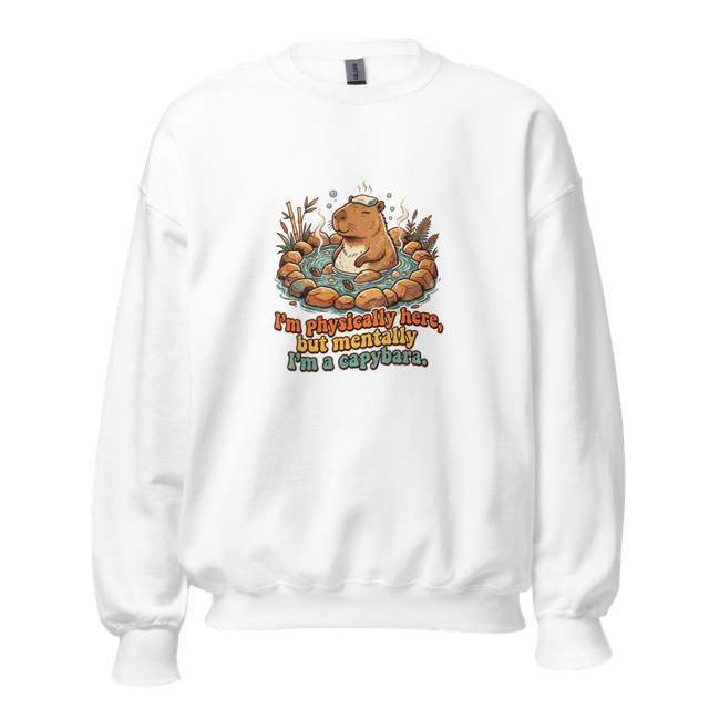The Chill & Unbothered Capybara sweatshirt .