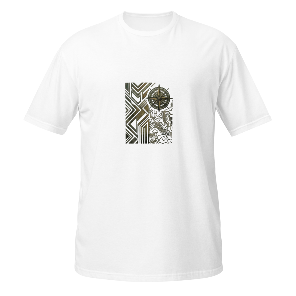 Brass Geometric compass map graphic T-shirt.