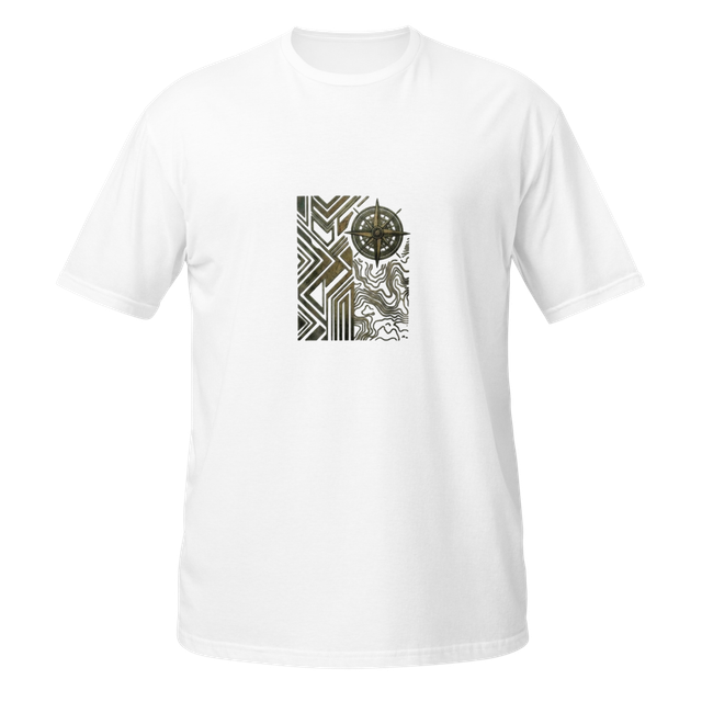 Brass Geometric compass map graphic T-shirt.