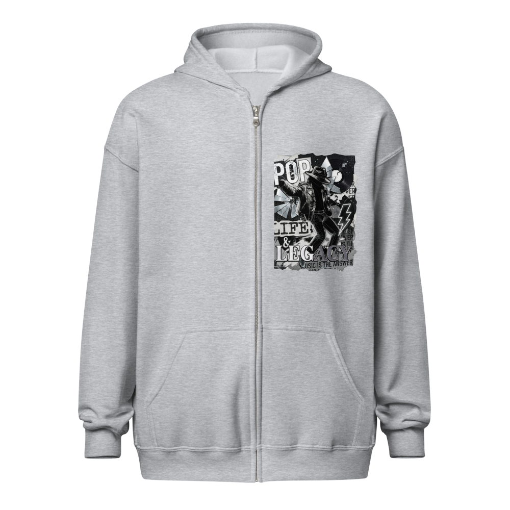 Pop Life & Legacy Heather Grey Zip Hoodie