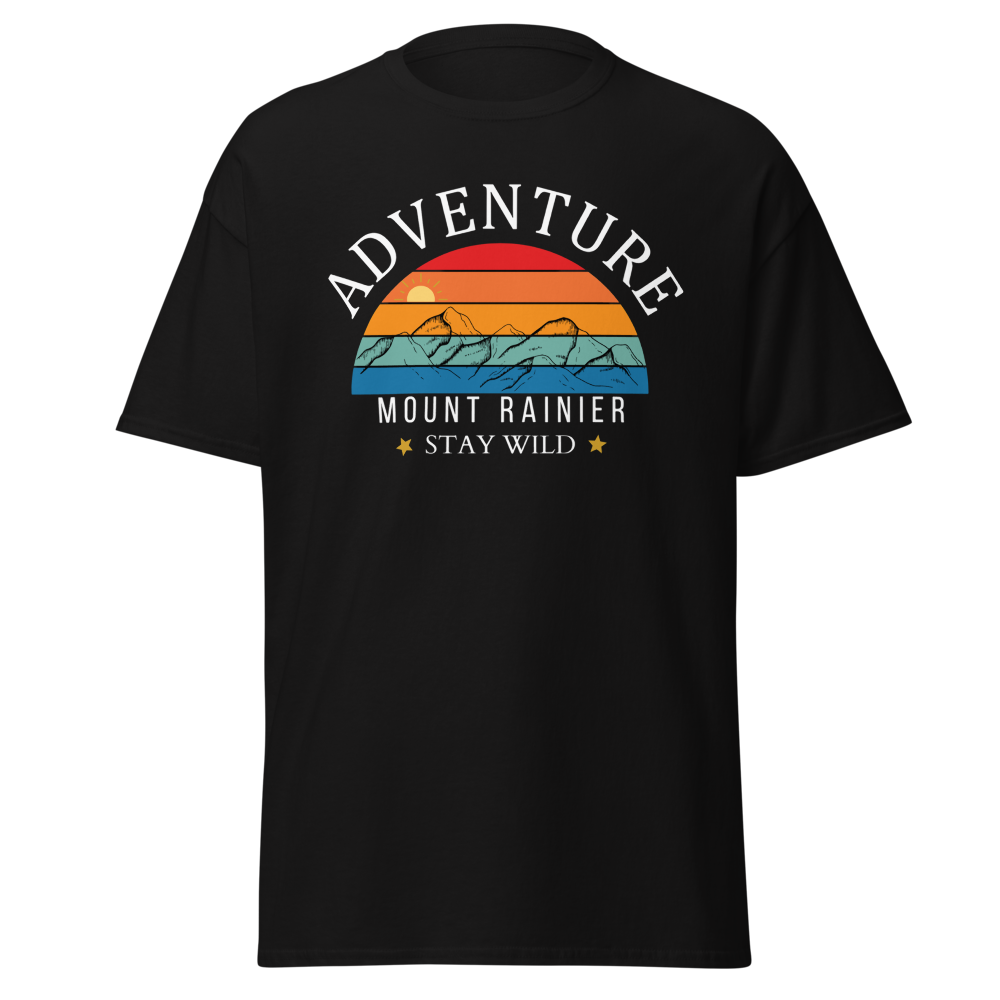 Mount Rainier Vintage Retro Sunset Adventure T-Shi