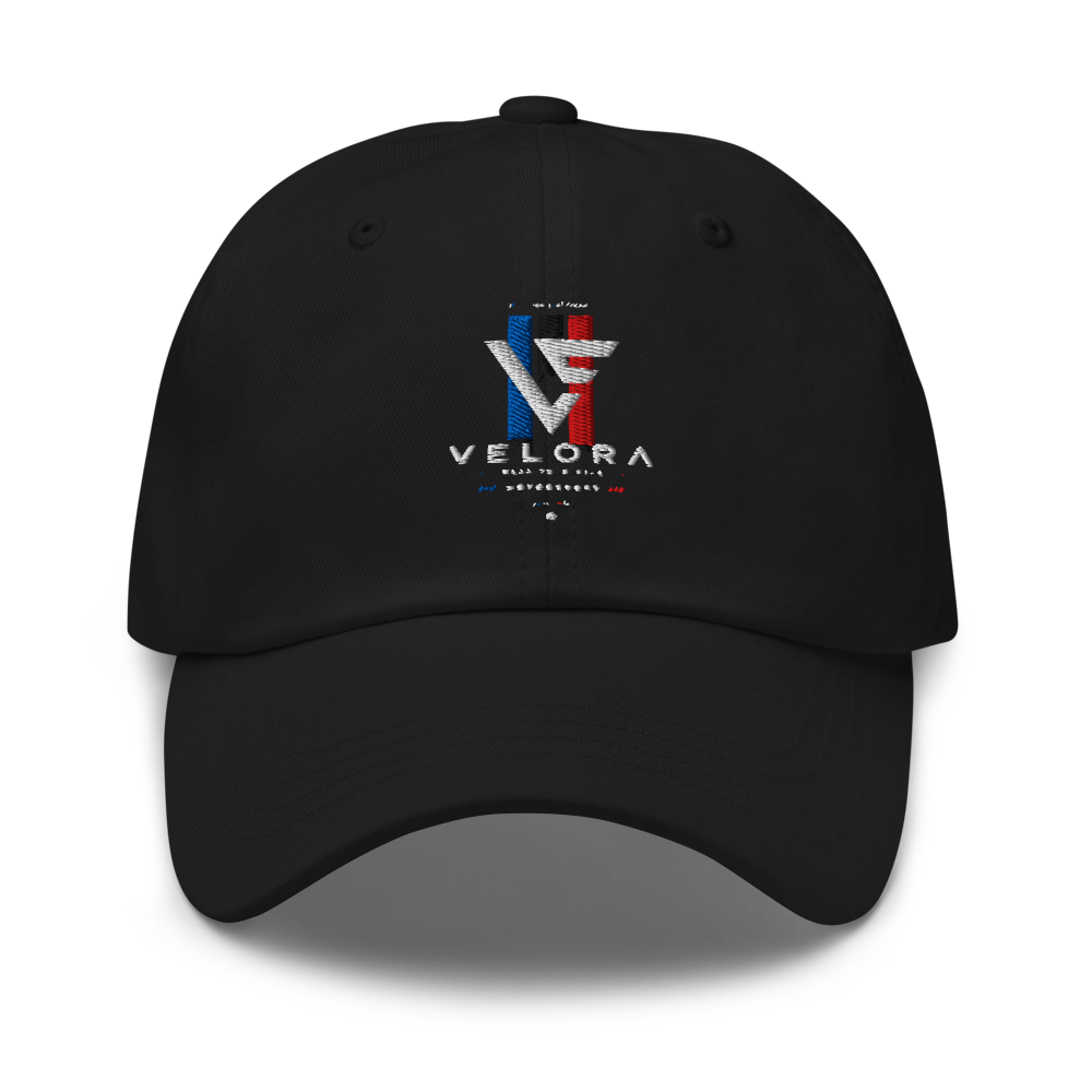 Velora Premium Embroidered Black Classic Dad Cap |