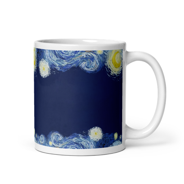 White glossy pattern printed coffee mug
