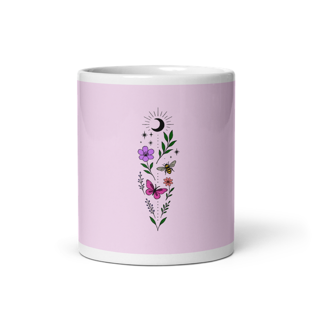 Aesthetic Floral Moon Ceramic Mug