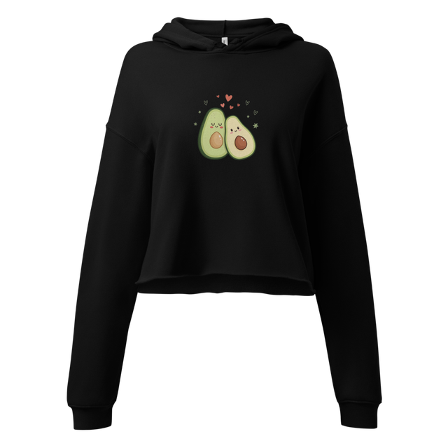 Cute Avocado Black Crop Hoodie
