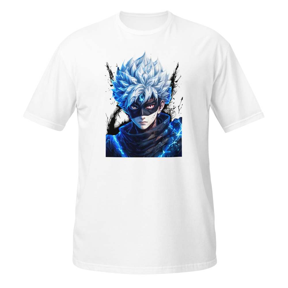 ⚡ White Hair Anime Masked Warrior Red Eyes T-Shirt