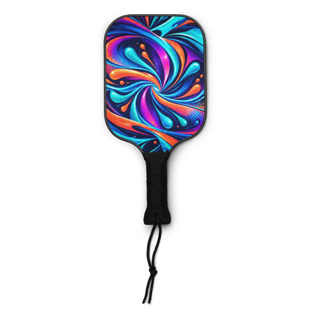Neon Vortex Abstract Swirl Pickleball Paddle