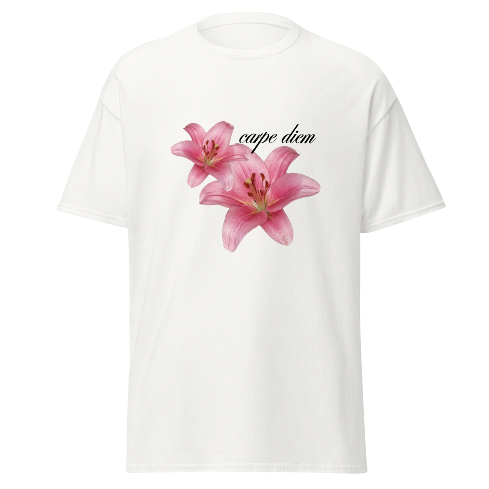 carpe diem lilly flower graphic t-shirt