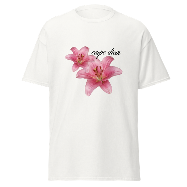 carpe diem lilly flower graphic t-shirt