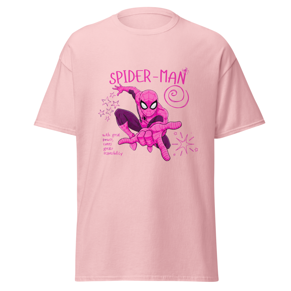 Pink spider man graphic t-shirt