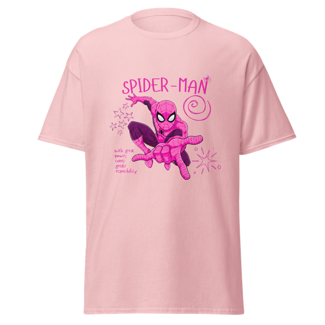 Pink spider man graphic t-shirt