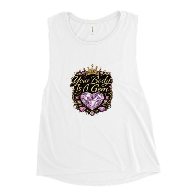 Your Body Is A Gem Pink Crown Muscle Tank