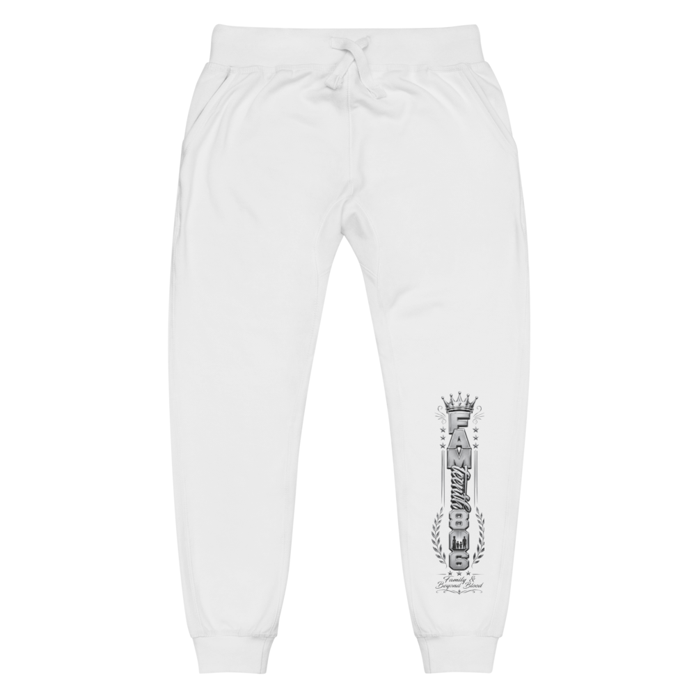 FAMteenth 806 White Silver Chrome Fleece Pants