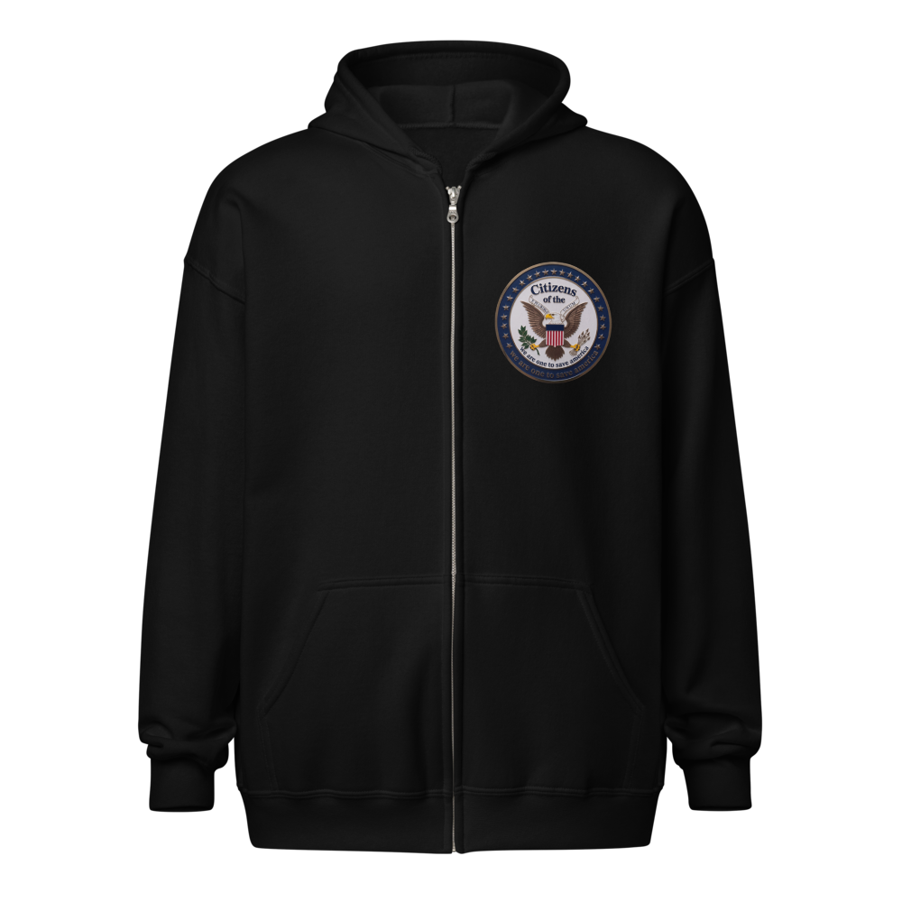 Unisex Cozy Hoodie "We are one to save America 