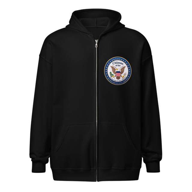 We are one to save America white emblem unisex zip