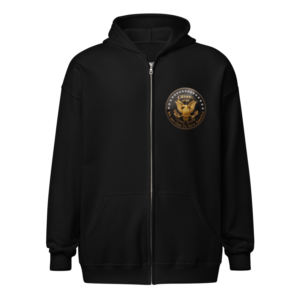 We are one to save America  Unisex zip Hoodie 