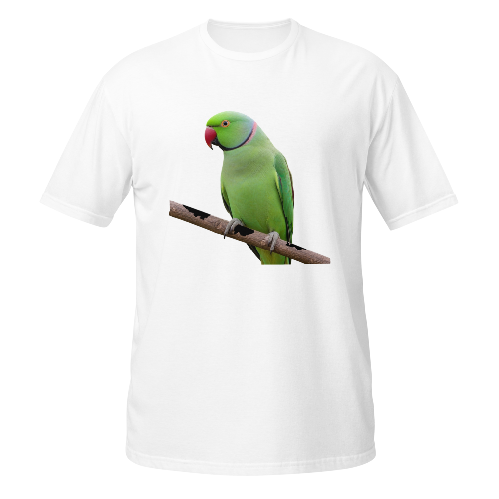 Green Parrot on Branch – Nature Lover Unisex T-Shi