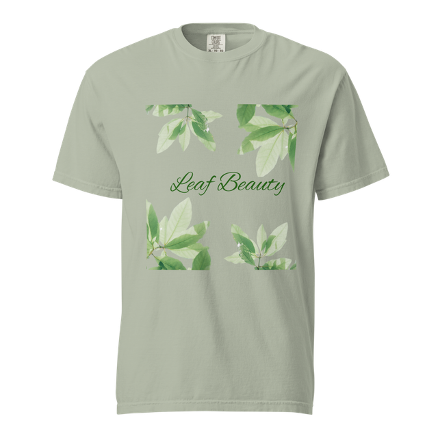 Minimalist Green Leaf Beauty Nature Graphic Tee.