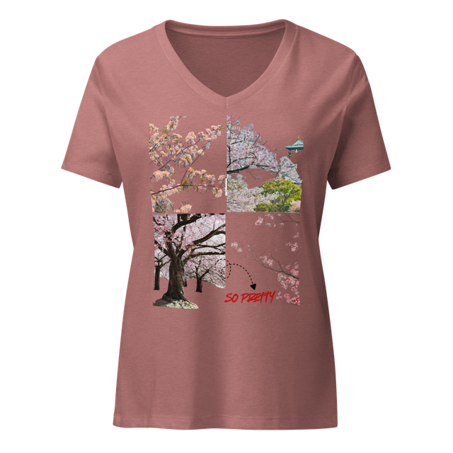 Cherry Blossom Relaxed V-Neck Tee.