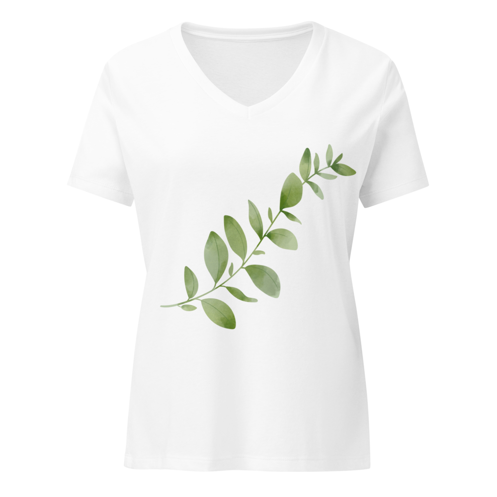 Green Leaf V-Neck T-Shirt.