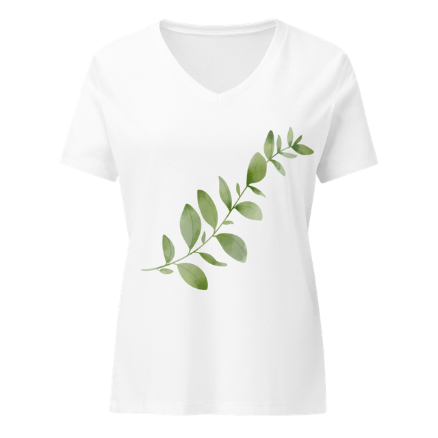 Green Leaf V-Neck T-Shirt.