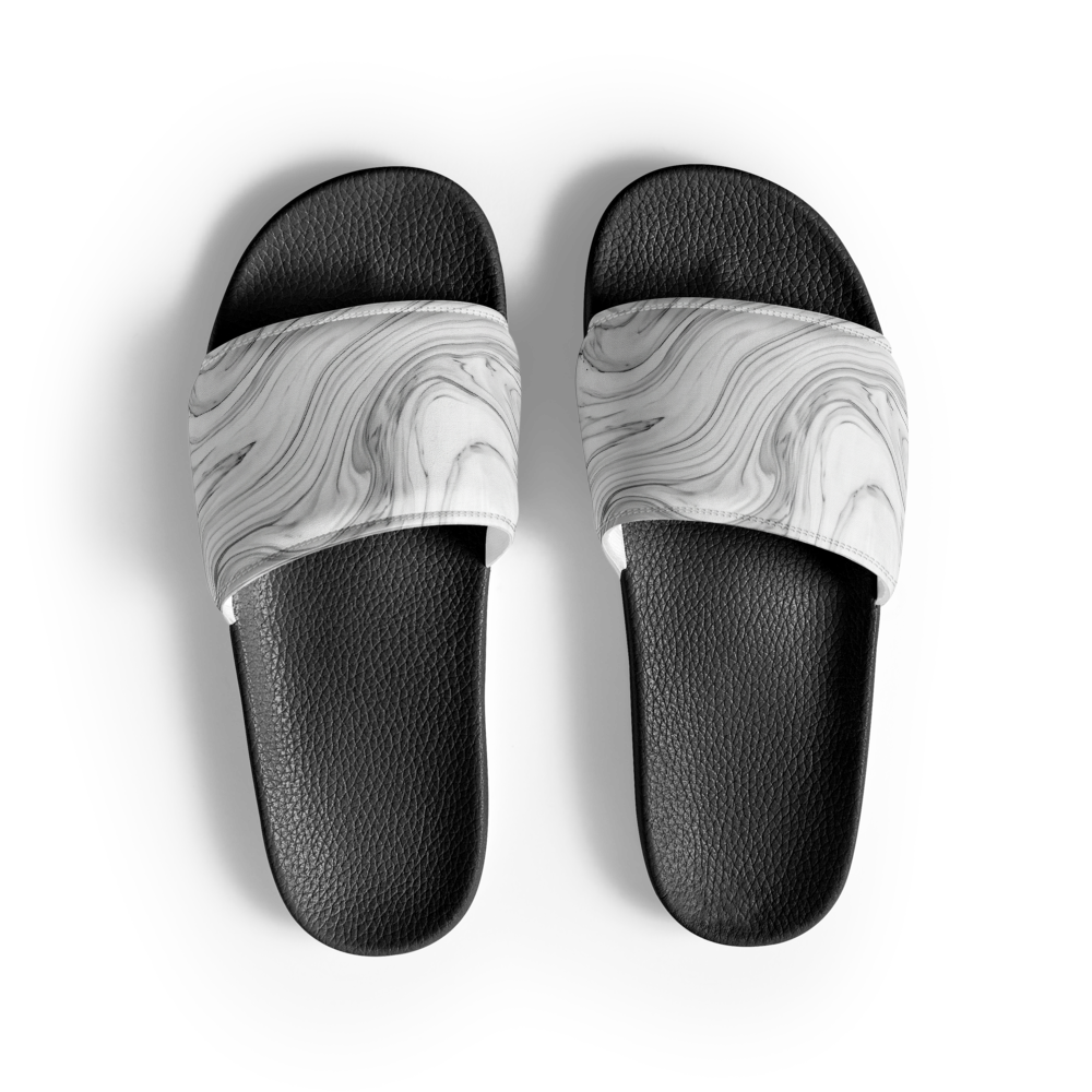 Luxury Minimalist Grey Marble Men's Slides