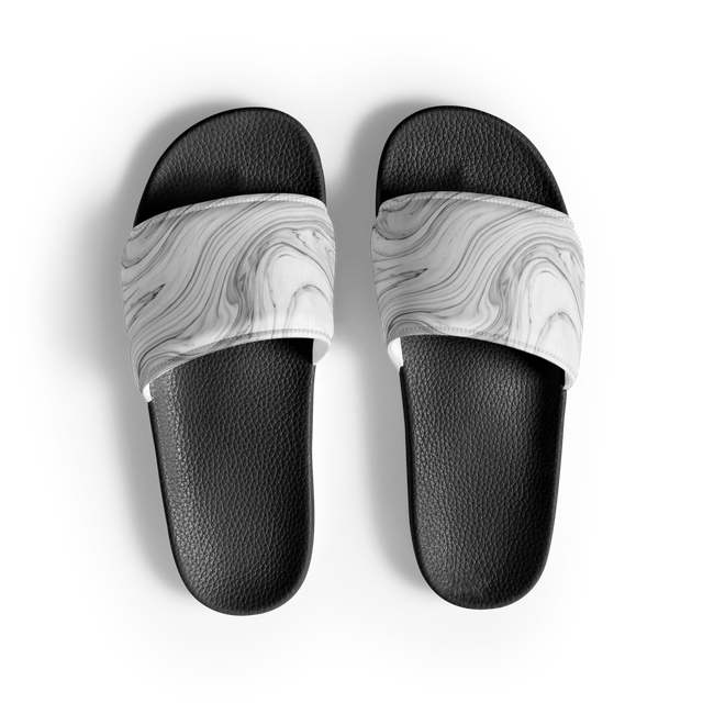 Luxury Minimalist Grey Marble Men's Slides