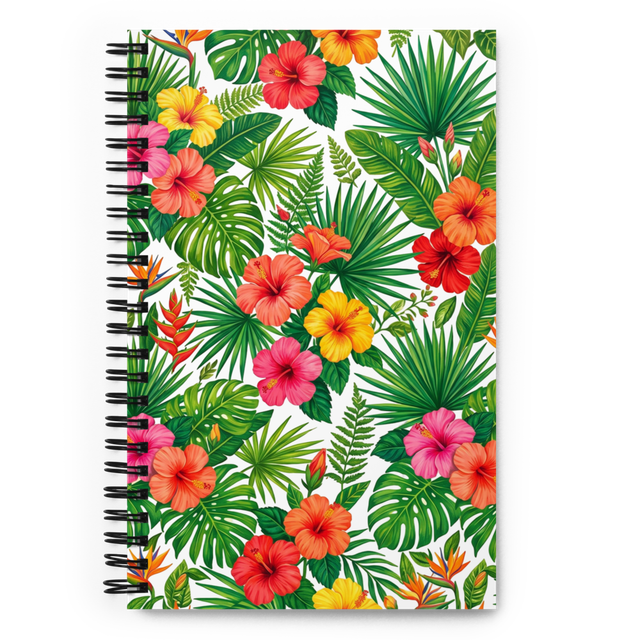 Vibrant Tropical Jungle Floral Spiral Notebook